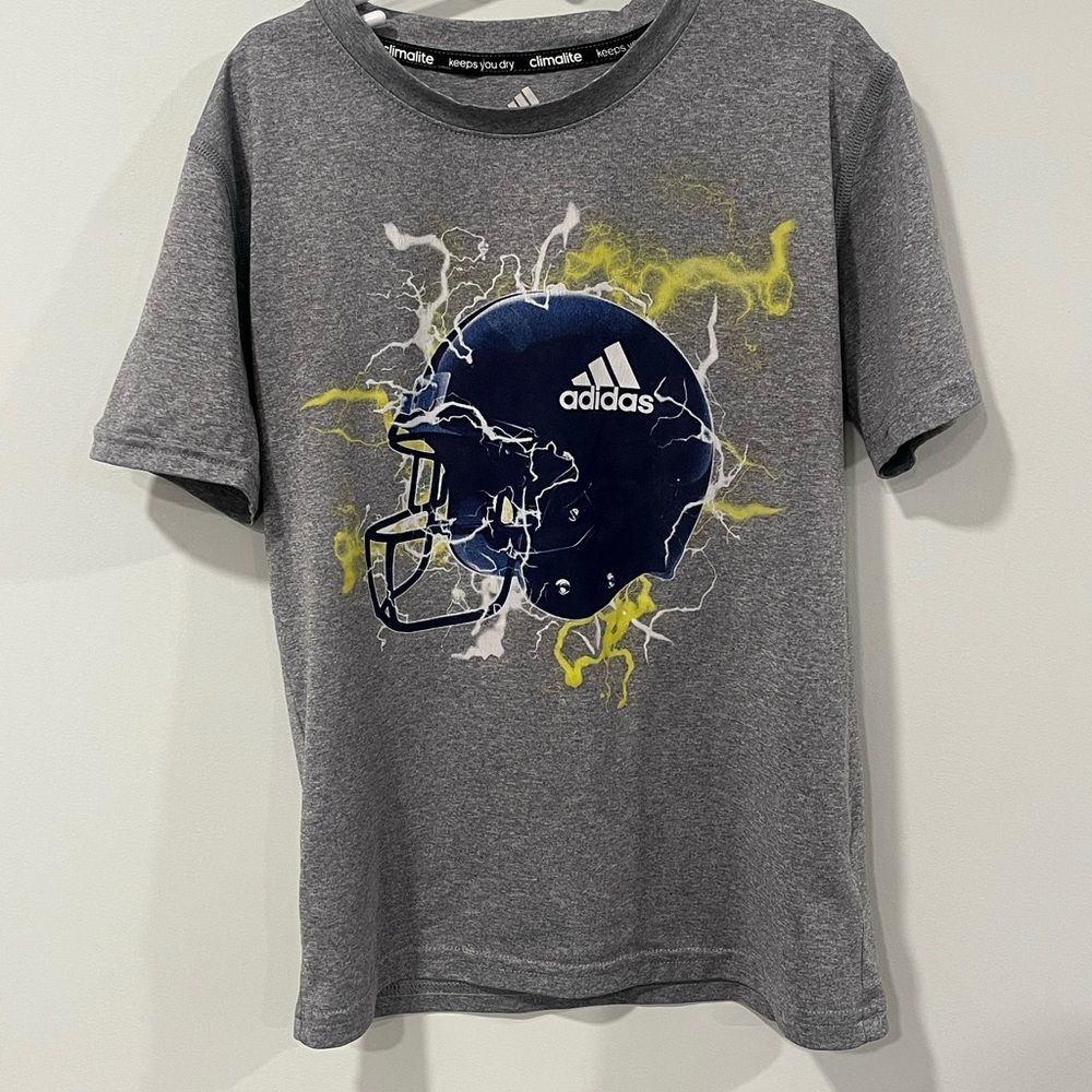 adidas Gray Tee with Navy & Yellow Football Helmet Graphic
